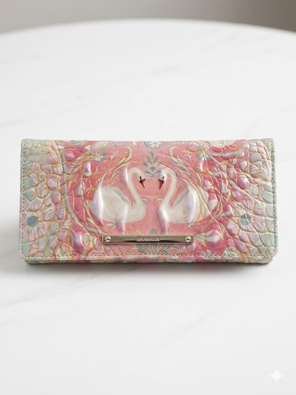 Brahmin Ady Odette Ombre Swan Genuine Leather Wallet NWT